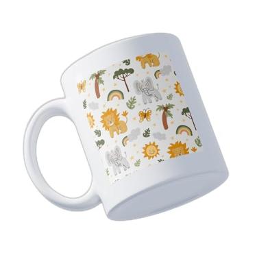 Imagem de Caneca Xícara Café Porcelana 300ml Com Design Infantil De Animais De Safári