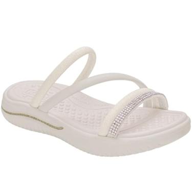 Imagem de Sandália Rasteirinha Infantil Feminina com Brilho e Strass, Antiderrapante Macia (Off White, BR, Criança de 4 a 8 anos, Numérico, 30)