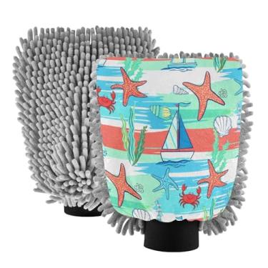Imagem de STAYTOP Luvas de lavagem de carro para veleiros e caranguejos, 2 peças, luvas de microfibra de chenille, sem arranhões, panos de esponja de lavagem ultra absorventes para carros, limpeza doméstica - L