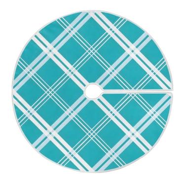 Imagem de CEBUGI Saia de árvore de Natal de 89,9 cm, tapete redondo macio com cordão, saia de árvore de fundo xadrez para decoração de Natal, Halloween, férias em casa