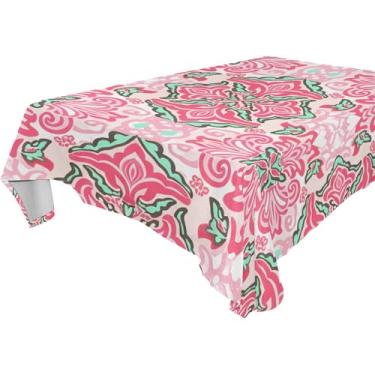 Imagem de Burbuja Toalha de mesa de azulejos rosa, toalha de mesa quadrada, anti-rugas, grossa para decoração de jantar, cozinha, festa, 137 x 137 cm