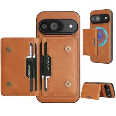 Imagem de Ysnzaq Capa carteira para Google Pixel 10 Pro com suporte para cartão para mulheres e homens, capa de telefone de couro PU 2 em 1 destacável com suporte magnético à prova de choque para Google Pixel