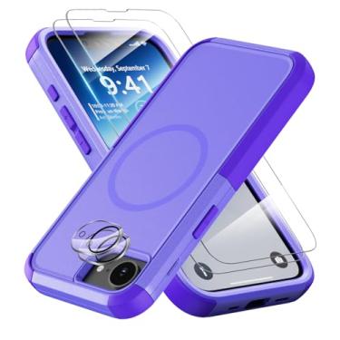 Imagem de Comboproof Capa para iPhone 16e: Capa resistente à prova de choque com protetor de tela e protetor de lente compatível com Magsafe para iPhone 16e 6,1 polegadas (Roxo)