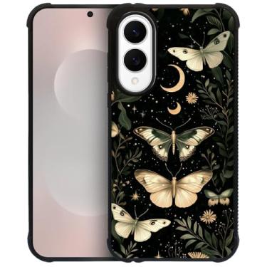 Imagem de CARLOCA Capa para Samsung Galaxy S25 Edge, design gótico de borboleta escura à prova de choque com airbag de 4 lados, capa protetora de TPU antiarranhões e antiderrapante para homens e mulheres