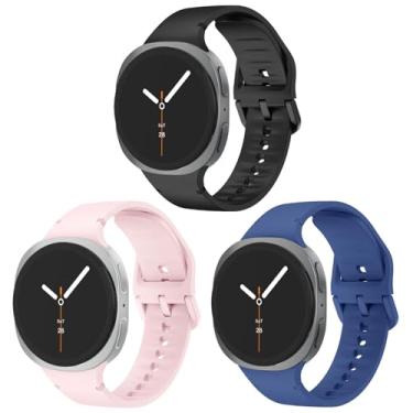 Imagem de Pulseira esportiva de silicone macio sem lacunas compatível com Samsung Galaxy Watch 8 de 44 mm e 40 mm/Galaxy Watch 8 Classic de 46 mm, pacote com 3 pulseiras esportivas sem lacunas para homens e