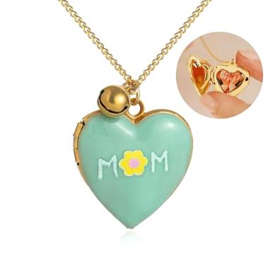 Imagem de YANCHUN Colar com medalhão de coração da mãe para mulheres, joias gravadas para mãe, presente com pingente de foto de coração, presente de dia das mães para ela, Metal, Sem Pedra Preciosa