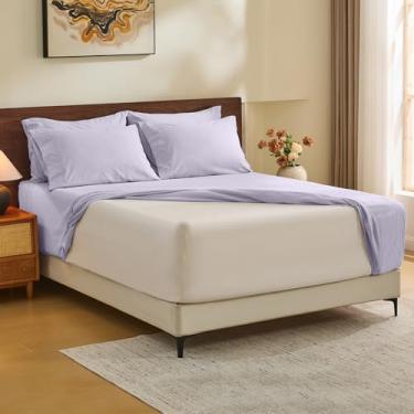 Imagem de MEISHANG Lençóis King Size 100% linho puro francês - Jogo de lençol com bolso extra profundo, linho macio durável, antirasgos, respirável e absorvente de umidade, bolso profundo de 45 a 61 cm, todas