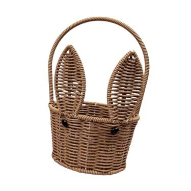 Imagem de SiaBiced Cesto de flores infantil portátil, decorativo, pequeno e charmoso, tecido à mão, ideal para decorar armários e prateleiras.