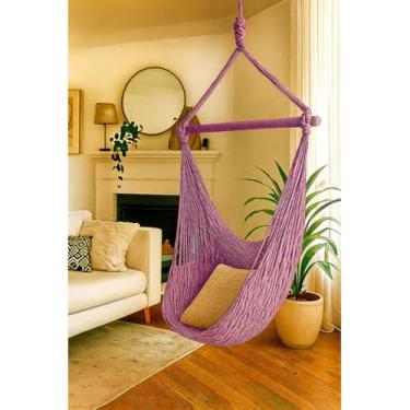 Imagem de Rede Para Cadeira de BalançO, Estilo Suspenso ReforçAdo Com Tecido, Adequada Para Salas de Estar, Varandas e PáTios(Lilás (TC))