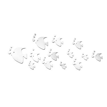 Imagem de 13PCS Decalques de Espelho Peixe Tropical para Parede Decorativos Removíveis DIY Decoração Casa Quarto Banheiro Sala Est