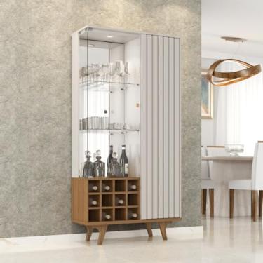 Imagem de Cristaleira Elba com LED, Vidro e Soft Close Sala de Jantar (Off/Marrom)