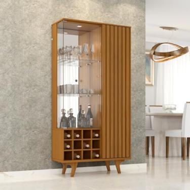 Imagem de Cristaleira Elba com LED, Vidro e Soft Close Sala de Jantar (Naturalle)