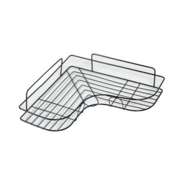 Imagem de Prateleira Aramado de Canto em L Porta Shampoo, Metal, Preto, 2 Peças