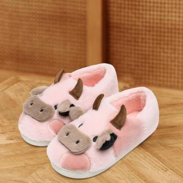 Imagem de Pantufas de vaca para mulheres e homens, fofas, fofas, aconchegantes, desenhos animados, vacas leiteiras, animais, preppy engraçado, kawaii, outono, inverno, quarto, casa, sapatos para ambientes