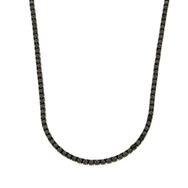 Imagem de Bling Bling NY Colar unissex de 1 fileira de tênis, acabamento preto, diamantes criados em laboratório, 3 mm, corrente de tênis skinny 40,6-61 cm, pulseira 16,5-21,6 cm, Latão, Zircônia cúbica