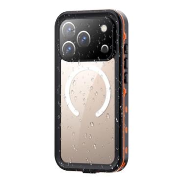 Imagem de LYJSMGZ Capa à prova d'água para Iphone17 Pro Max/17 Air/17 Pro/17, cobertura total para lente à prova de choque, capa magnética à prova de poeira, capa esportiva ao ar livre, laranja, 17