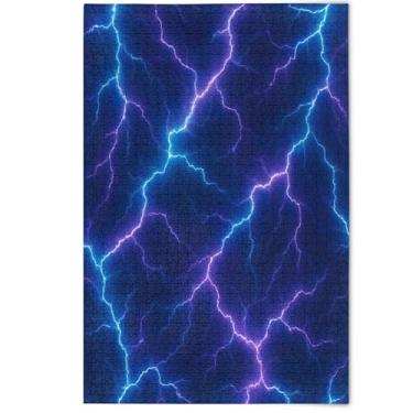 Imagem de Quebra-cabeça para adultos 500 peças azul roxo relâmpago branco elefante presentes engraçado natureza grande quebra-cabeças família jogo de arte, 500 peças, 52 cm x 37,8 cm