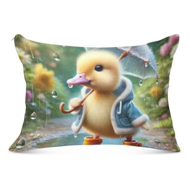 Imagem de Lindas fronhas de flanela de animais de pato amarelo impressão de arte decorativa padrão queen king travesseiro de cama macia, tamanho padrão, 51 x 66 cm