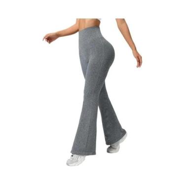 Imagem de Calças Flare Sem Costura De Cintura Alta Para Mulheres, Elásticas, Com