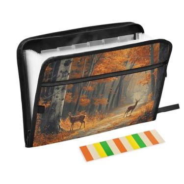 Imagem de Pasta de arquivo acordeã de cervo outono A4 tamanho carta organizador de documentos fólio com alça