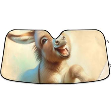 Imagem de Bonito Burro Animal Bege Para-brisa Carro Para-brisas Guarda-sol Caminhão Dobrável Automotivo Para-brisas Proteção Retrátil S, 134,6 cm x 59,7 cm
