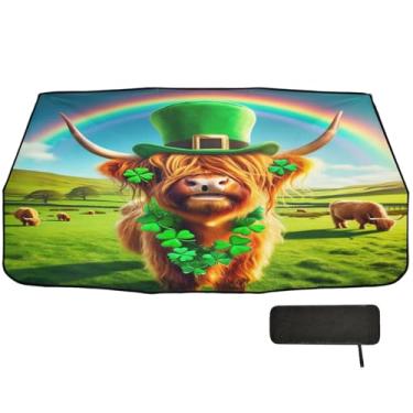 Imagem de Guarda-sol Highland Cattle Dia de São Patrício para carro guarda-sol para-brisa cobertura completa caminhão para-brisa 147.3 cmx75.4 cm