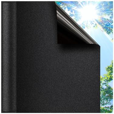 Imagem de Coavas Película de privacidade para janela blackout total 100% bloqueio de luz escurecimento escurecimento da janela para casa fosco estática aderente capa preta (43 x 39 cm, blackout)