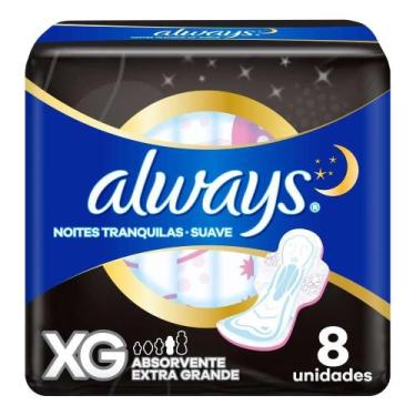 Imagem de Absorventes Noturnos Always Suave com Abas - 8 Unidades