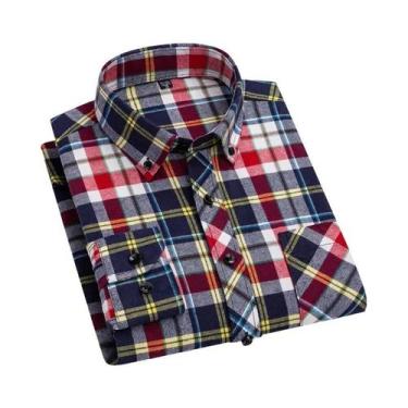 Imagem de Camisa Masculina plus Size 7XL 8XL De Algodão Xadrez Manga Longa Casua