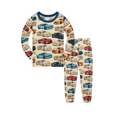Imagem de Conjunto De Pijama De Algodão Com Estampa De Carro Para Meninos De 1 a