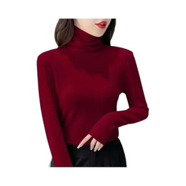 Imagem de Camisetas Térmicas Femininas De Inverno Com Gola Alta E Manga Longa Em