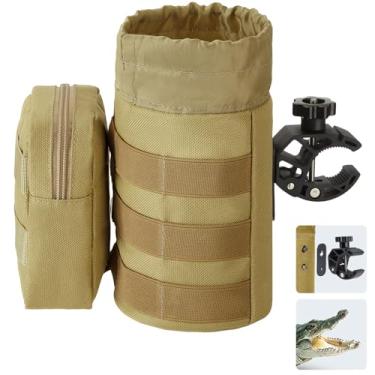 Imagem de KEMIMOTO Suporte grande para copo de motocicleta, suporte de lata de tecido Oxford com braçadeira jacaré para UTV, ATV, scooter, barco marinho, cadeira de rodas, andador, carrinho de golfe, carrinho de bebê, verde militar