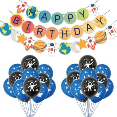 Imagem de Kit de balões, sistema solar, temático de aviação, 30 unidades, 30 cm, azul