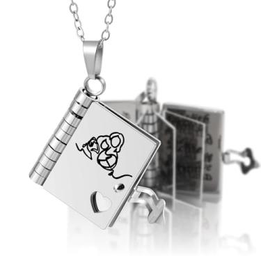 Imagem de Camhanno Colar To My Daughter From Dad, pingente de livro de aço inoxidável com 6 páginas, banhado a ouro amarelo 18K, corrente de 50 cm, presente de formatura de aniversário, Large, Aço inoxidável