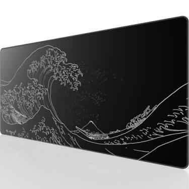 Imagem de KTRIO Mouse pad grande para jogos com bordas costuradas, mousepad estendido com tecido de microtrama superior, base antiderrapante, teclado de 80 x 39,9 cm, tapete de mesa para jogadores, escritório e