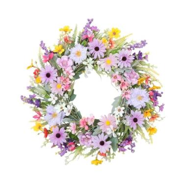 Imagem de Vaveren Guirlanda artificial para porta de entrada, guirlanda de primavera, coleção de decoração para casa, ornamento reutilizável para pendurar, decoração de