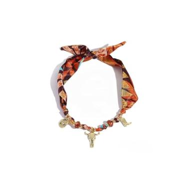 Imagem de IQPDYV Colar de cachecol de vaqueira com berloque para mulheres, bandana de caubói ocidental, colar com pingente de chapéu de caubói, bota, cachecol, gargantilha colares, joias, Large, cachecol, Sem