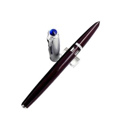 Imagem de VEVEL Canetas-tinteiro com enchimento de pistão de pressão design de tinta visível material de escritório escolar papelaria ponta EF/F presente de escrita (vermelho escuro, F 0,5 mm)