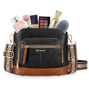 Imagem de RAINSMORE Bolsas transversais femininas de couro à prova d'água, bolsa de ombro, bolsa transversal, bolsa de viagem, Preto, marrom, Medium, Macio e elegante