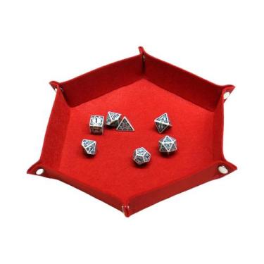 Imagem de Conjunto De Bandeja De Dados Hexagonal Dobrável Em Feltro Para RPG E J