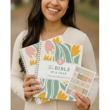 Imagem de The Study the Bible for 1 ano (tamanho da carta 21 x 29 cm) 2 peças: Um guia de estudo bíblico para mulheres, um lindo ano na Bíblia