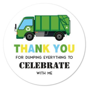 Imagem de Adesivos MAGJUCHE Garbage Truck Thank You, 5 cm, chá de bebê, pacote c
