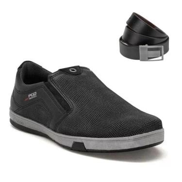 Imagem de Kit Sapatênis Pegada Element Masculino + Cinto, Preto, 41