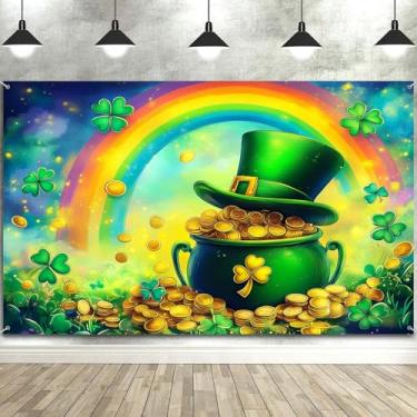 Imagem de Fundo de Dia de São Patrício, Moedas de Ouro Arco-íris, Trevo da Sorte, Trevo da Sorte, Banner para Decoração de Festa Festiva do Dia de São Patrício para Adereços de Cabine de Fotos de Férias