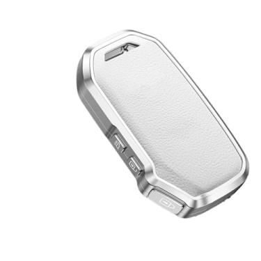 Imagem de Capa de couro para chave remota de carro de metal acessórios de proteção compatível com KIA Sportage R GT Stinger GT Sorento Ceed CD Cerato Forte(White)
