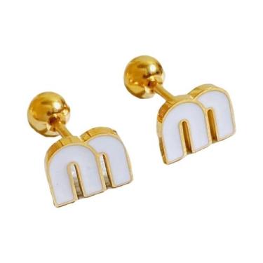 Imagem de Brincos De Aço Inoxidável Femininos Em Forma De M, Joias De Moda, Deli