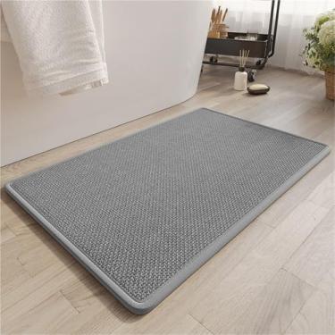 Imagem de Tapete de Banho Antiderrapante com Base de Borracha | Super Absorvente e Secagem Rápida para Banheiro | Ideal para Pisos e Área da Porta do Banheiro(Gray,50x80cm)