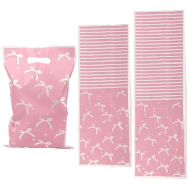 Imagem de 50 peças de sacos de presente de laço rosa, sacos de doces e guloseimas para lembrancinhas de festa, perfeitos para aniversário, chá de panela, casamento e chuveiro