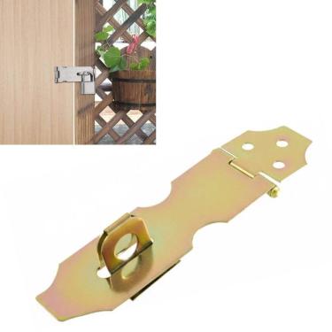 Imagem de Dobradiça Porta Cadeado Fecho Trinco Portas Armarios Gavetas Baus Bicromatizado De Ferro 12,5Cm Resistente