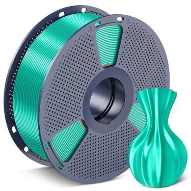 Imagem de SUNLU Filamento PLA de seda 1,75 mm, filamento de impressora 3D PLA brilhante bem enrolado, precisão dimensional +/- 0,02 mm, serve na maioria das impressoras 3D, boa embalagem a vácuo, carretel de 1
